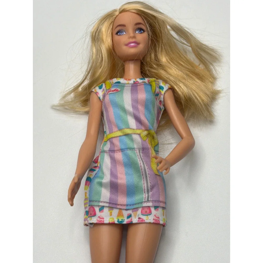 Barbie Doll Ice Cream Print Dress Pink Sneakers Mattel‎ 2015